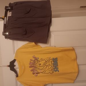 Yellow Sparkle and Shine T-Shirt with Gray Shorts